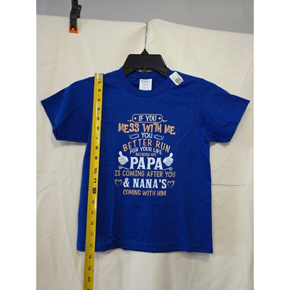 Port & Company Boys XS T-Shirt Blue 5-6 Graphic Crew 'My Papa Is Coming' - Picture 4 of 4